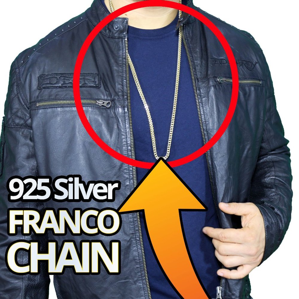 Unisex 925 Italy Silver Chain Franco Style Gold
